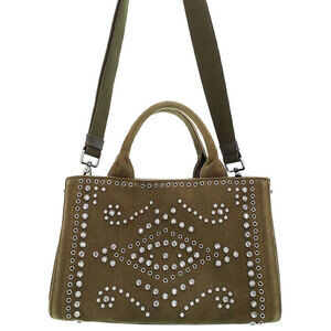 PRADA Canapa Jeweled Handbag Bag